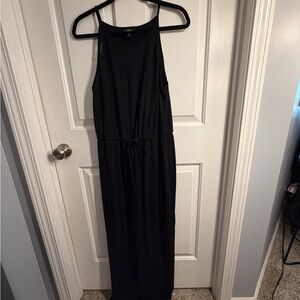 Black Sleeveless Drawstring Maxi Dress - Unbranded